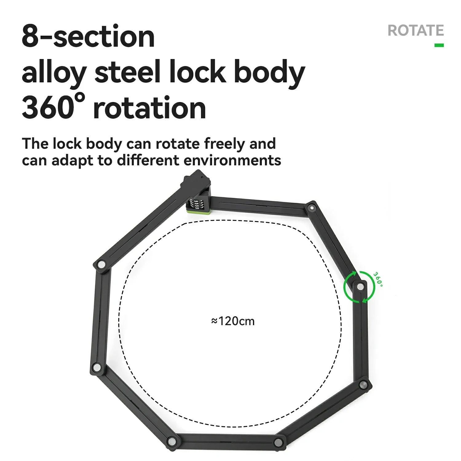 8-Section Folding Combination Bike Lock