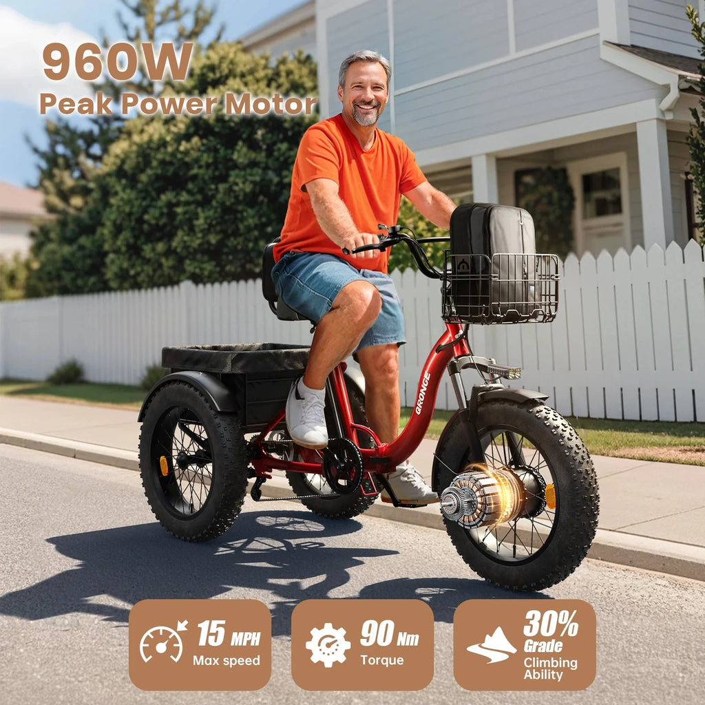 Folding Electric Trike 960W — 50 Mile Range