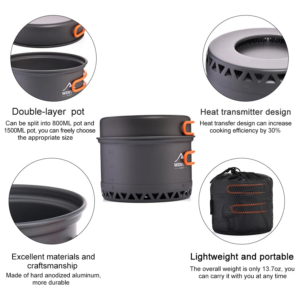 Camping Cookware Set — 1.3L & 2.3L Pots