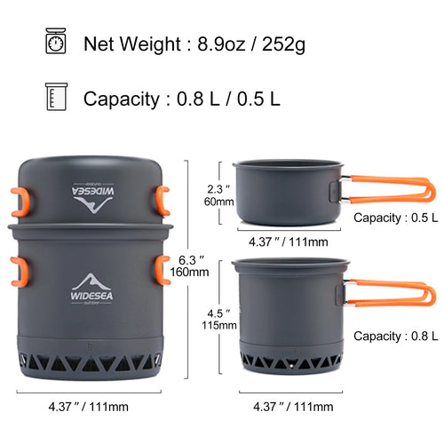 Camping Cookware Set — 1.3L & 2.3L Pots