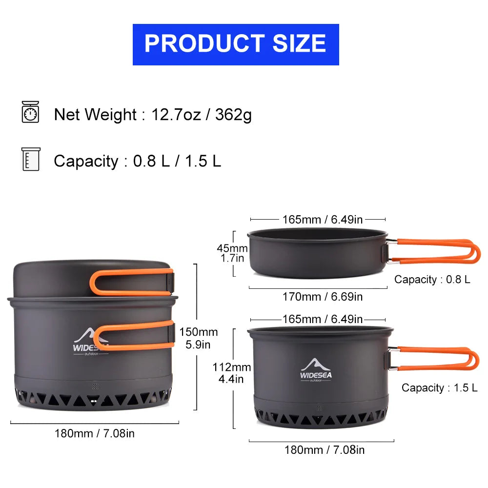 Camping Cookware Set — 1.3L & 2.3L Pots