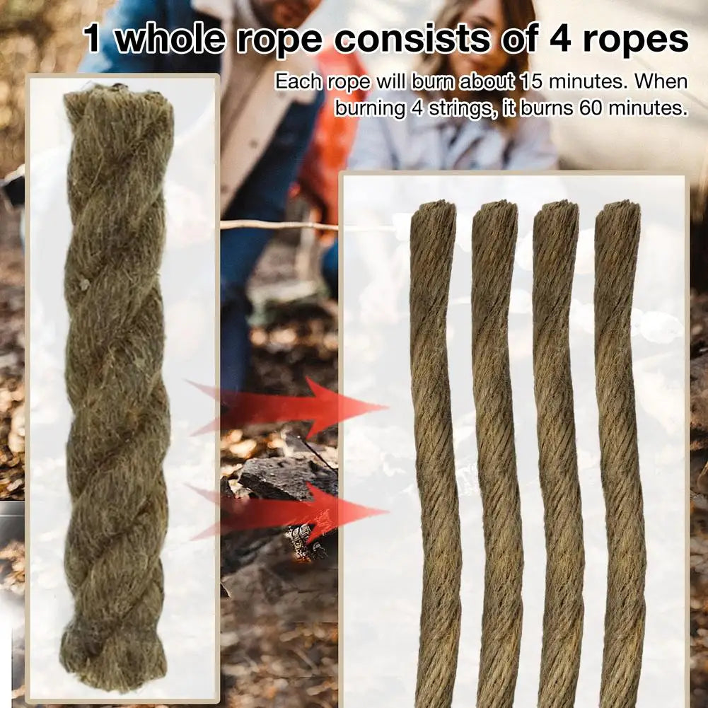 Waterproof Fire Starter Rope — 5-Pack Survival Tinder