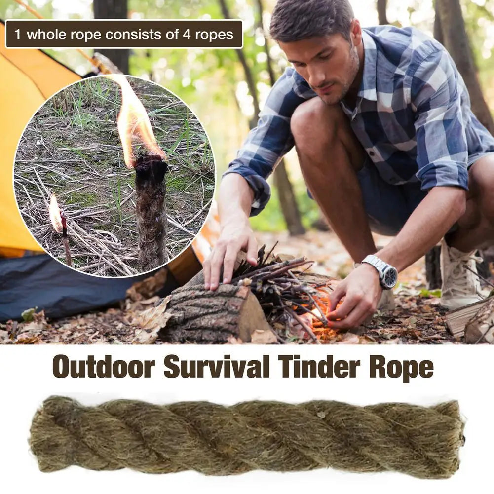 Waterproof Fire Starter Rope — 5-Pack Survival Tinder
