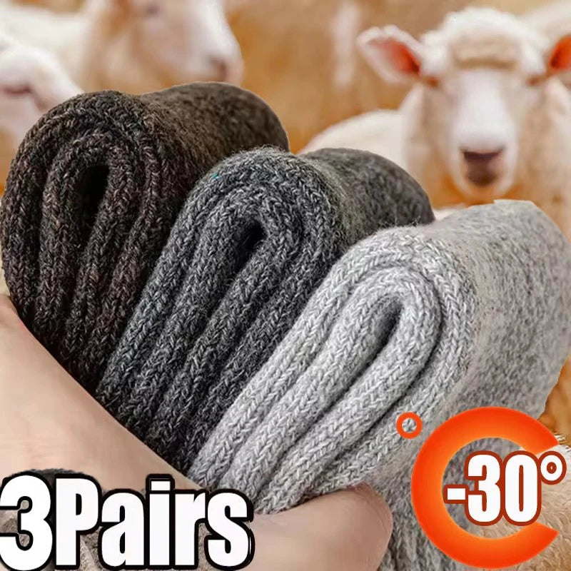 Merino Wool Hiking Socks — 3 Pairs, Winter Warm