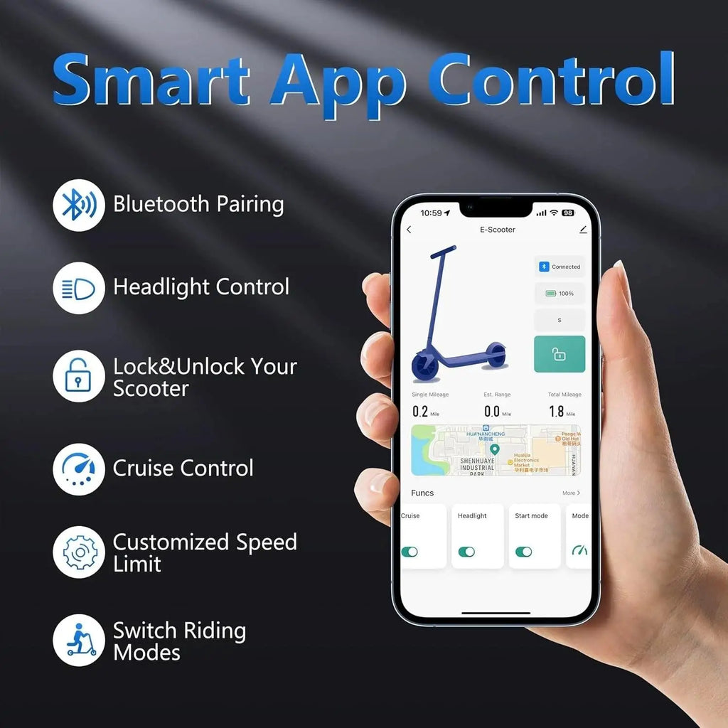 Electric Scooter 500W 22MPH Adult APP Smart Scooter 28 miles Range
