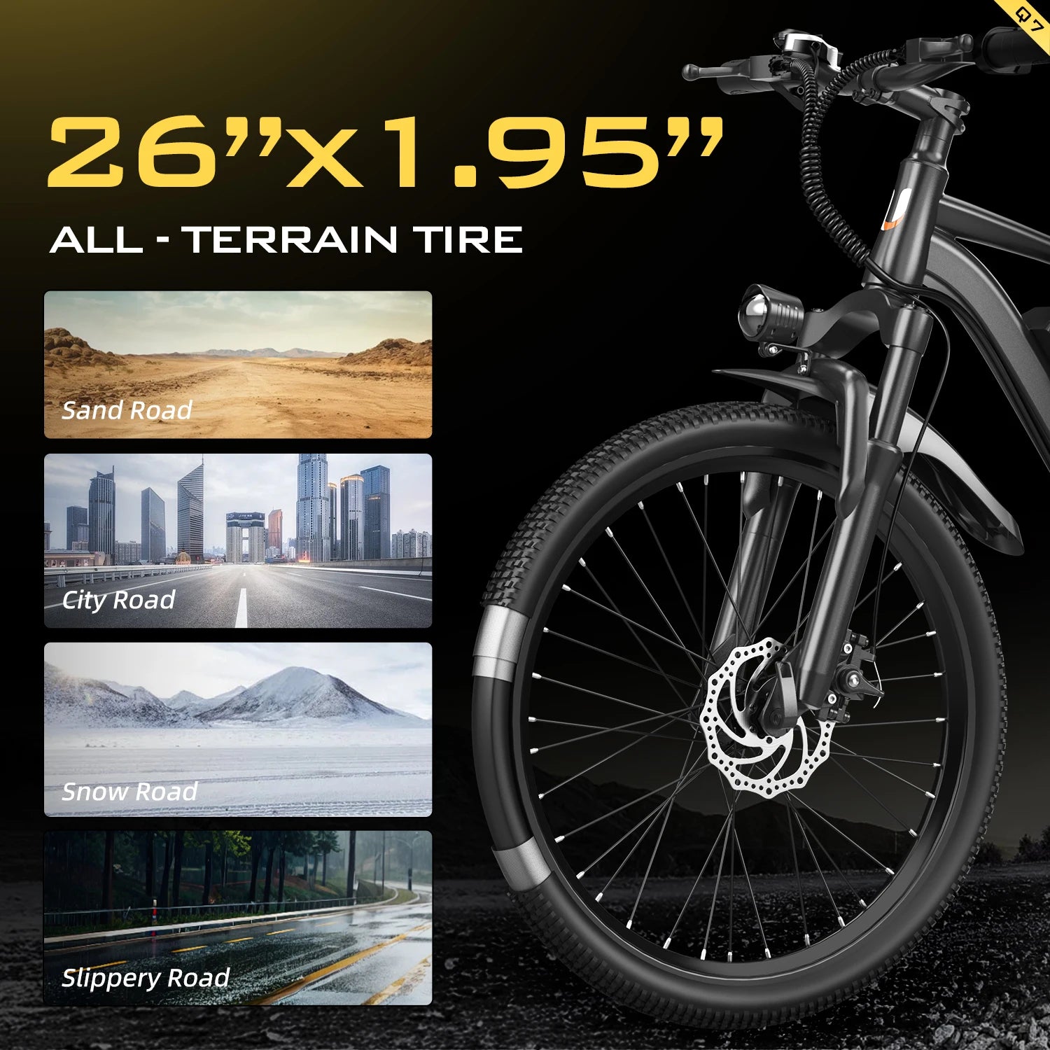 26" Electric Motorcycles Mountain E Bike for Adults, 600W Peak Motor Ebike 19.9Mph