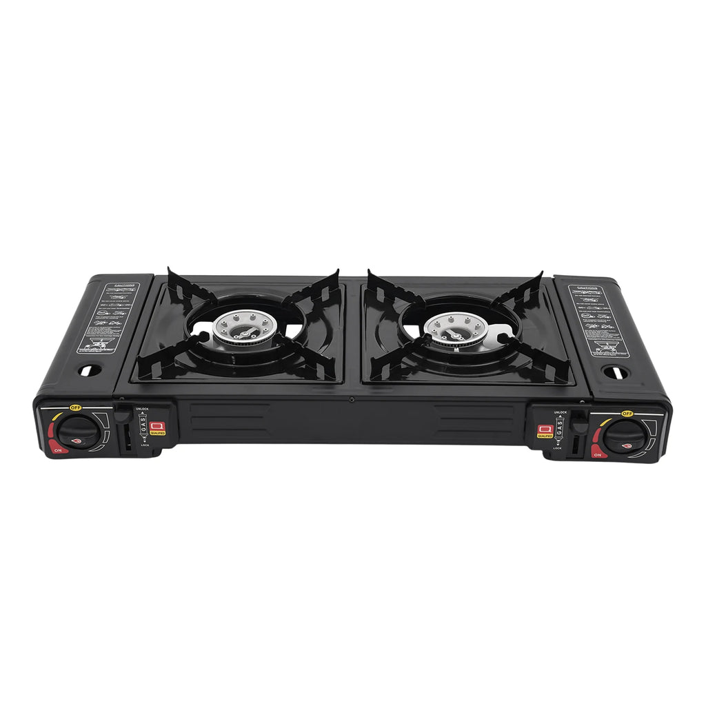 2-Burner Portable Butane Stove — Camping Cooktop