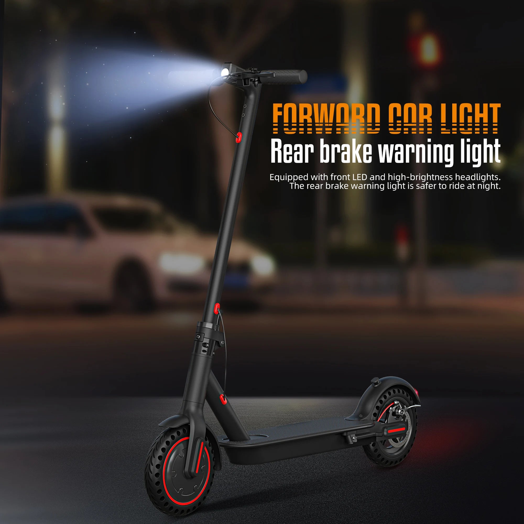 Foldable Electric Scooter for Adults, 8.5'' Solid Tires, Dual Brake System, Lightweight APP