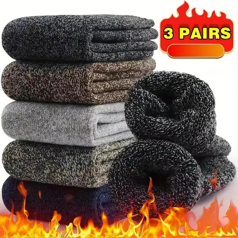Merino Wool Hiking Socks — 3 Pairs, Winter Warm