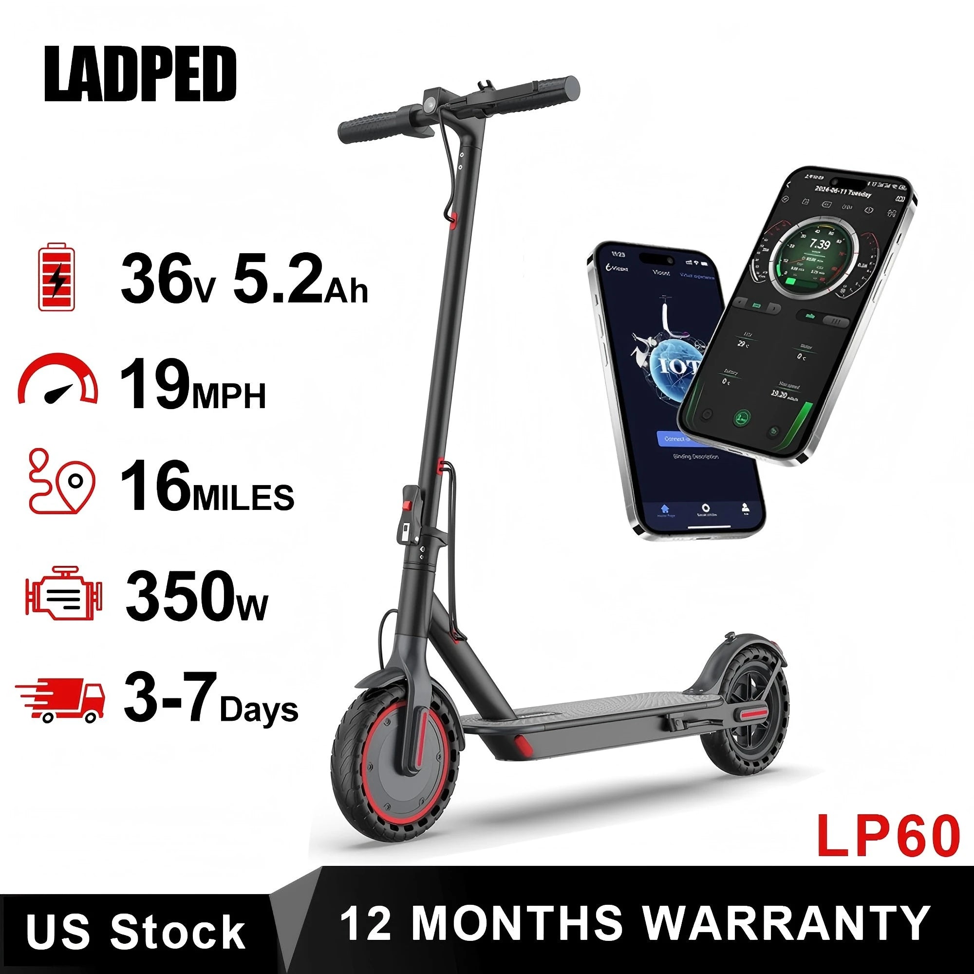 Electric Scooter 350W 19mph Max Speed 8.5inch tire Folding Electric Scooter 16miles Max