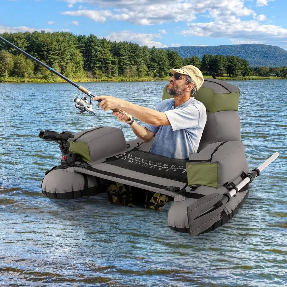 Inflatable Belly Boat — Float Tube with Oars