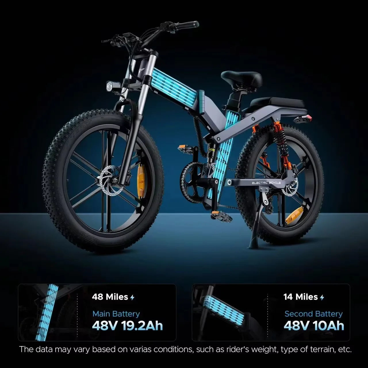 E Bike Folding 1000W Motor, Lithium Battery All-terrain Fat Tire Electric Bike