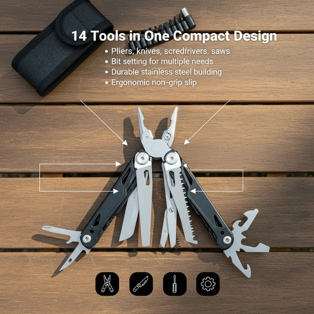 27-in-1 Multitool Pliers — Stainless Steel Survival Tool