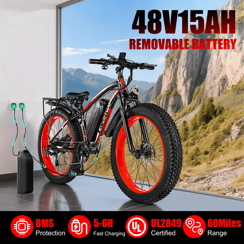 Electric Bike Adult 26" Fat Tire 1500W Peak Motor 34Mph