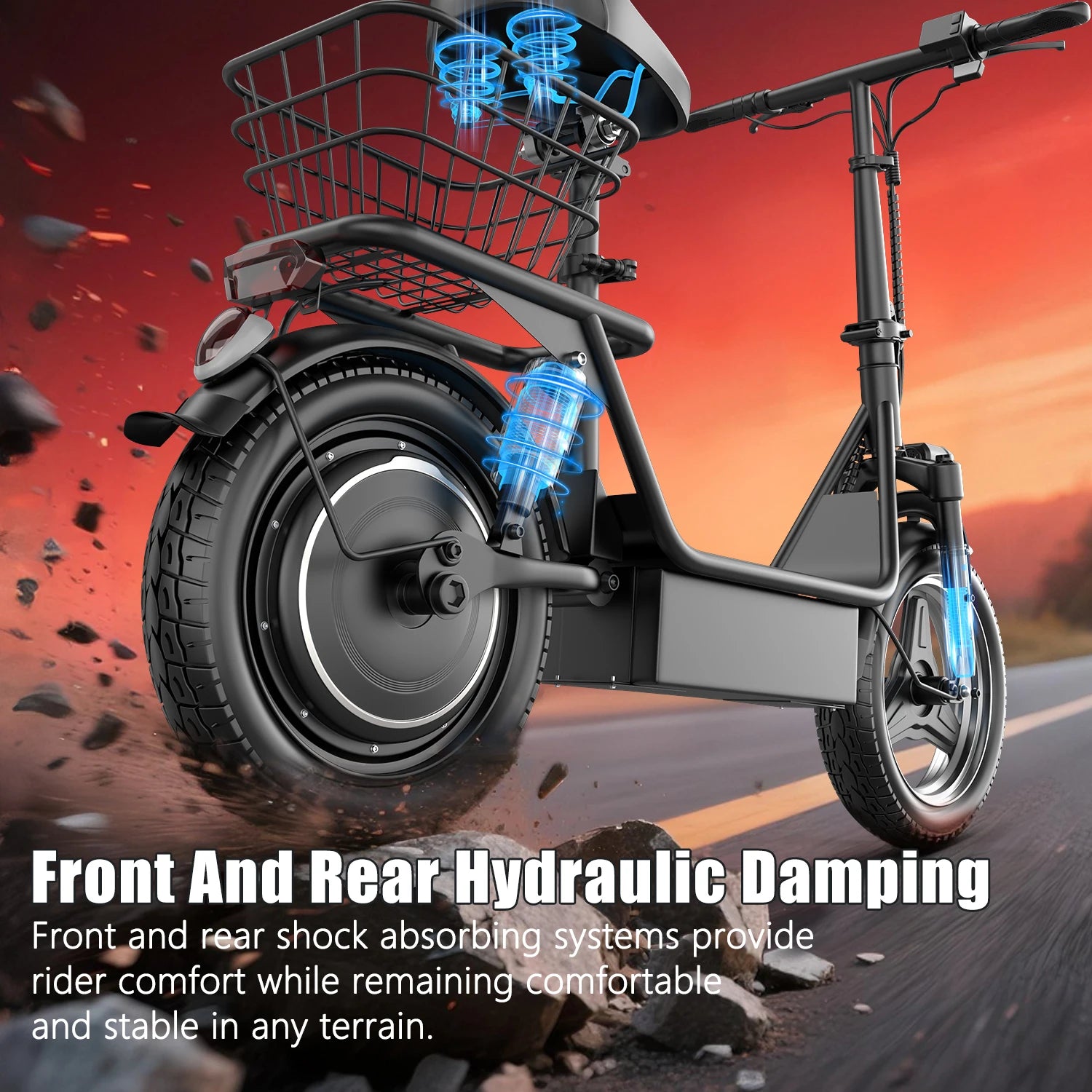 Electric Scooter Adults,650W Peak Motor,With Seat,Up to 20MPH, 25Miles