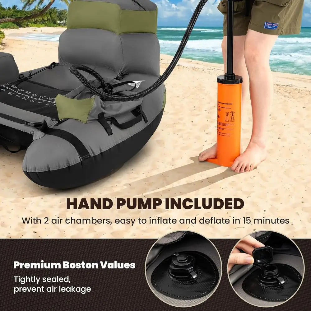Inflatable Belly Boat — Float Tube with Oars