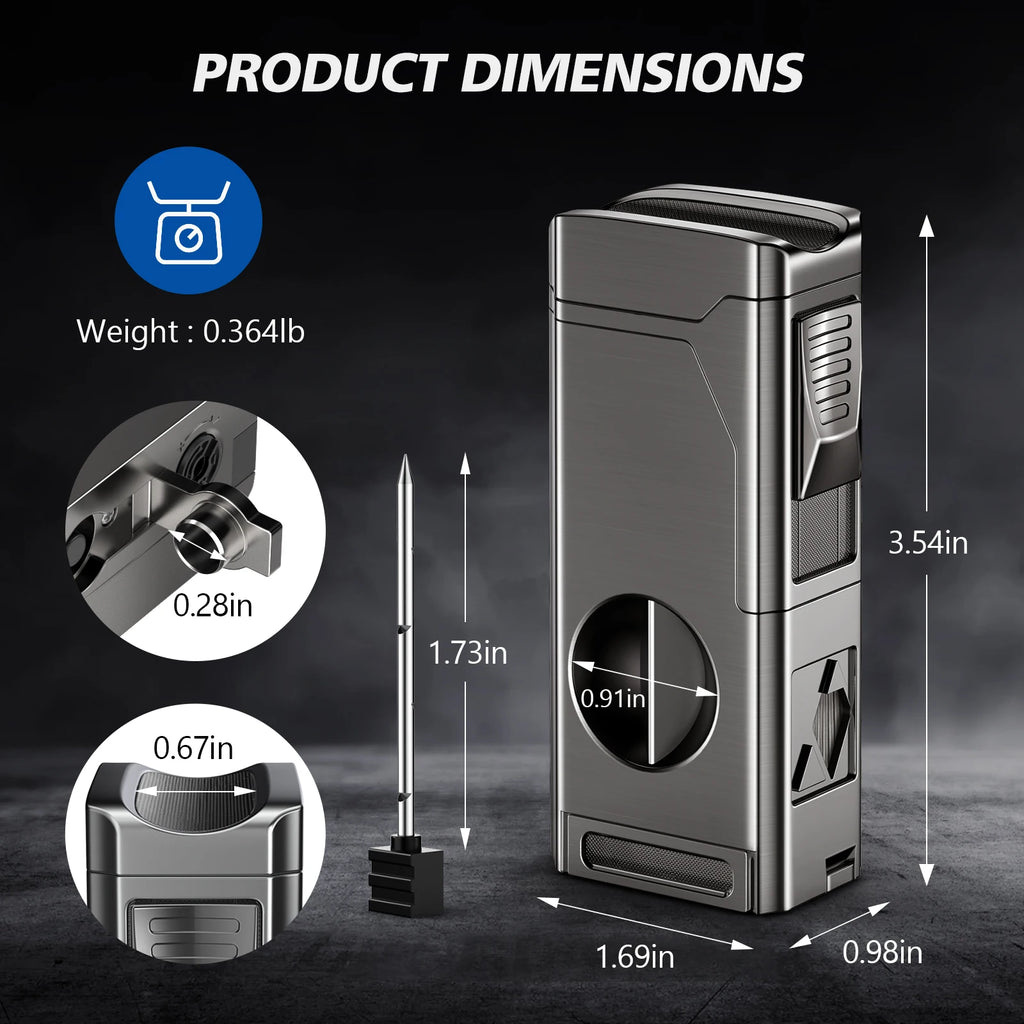 4-Jet Flame Lighter — Windproof & Refillable