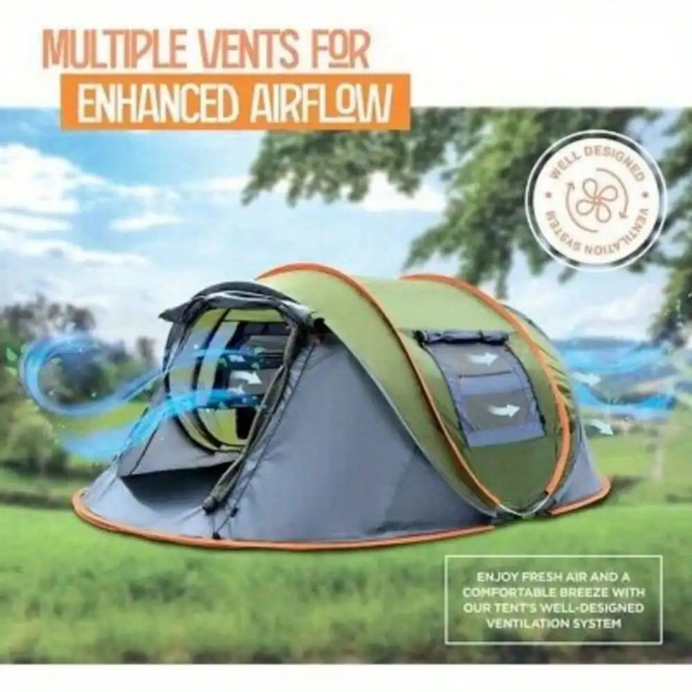 4-Person Pop Up Tent — Waterproof, 2 Doors