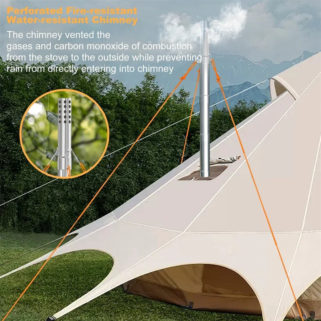 Hot Tent Wood Stove — Portable with 6 Chimney Pipes