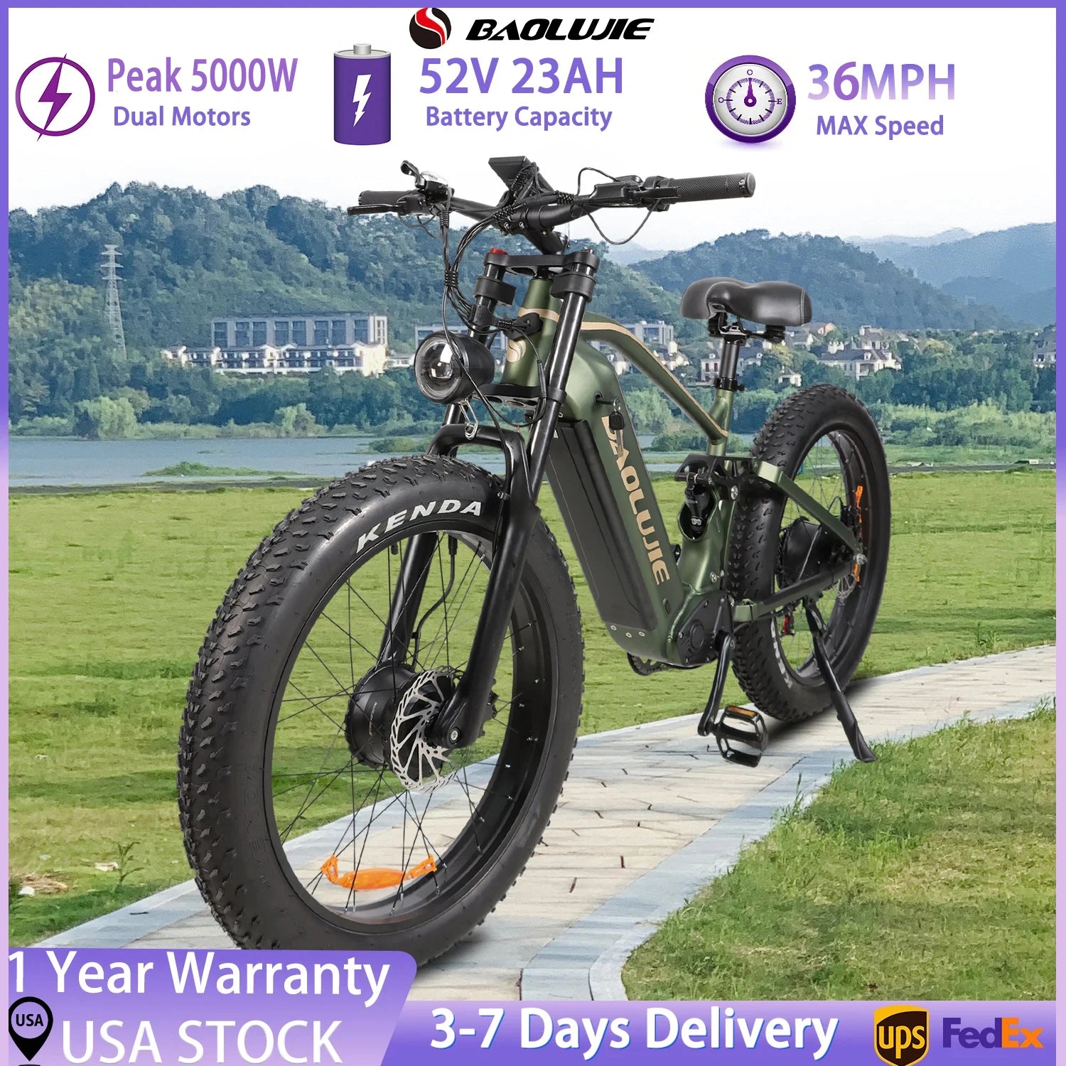 Adults Electric Bike 5000W Peak Dual Motors