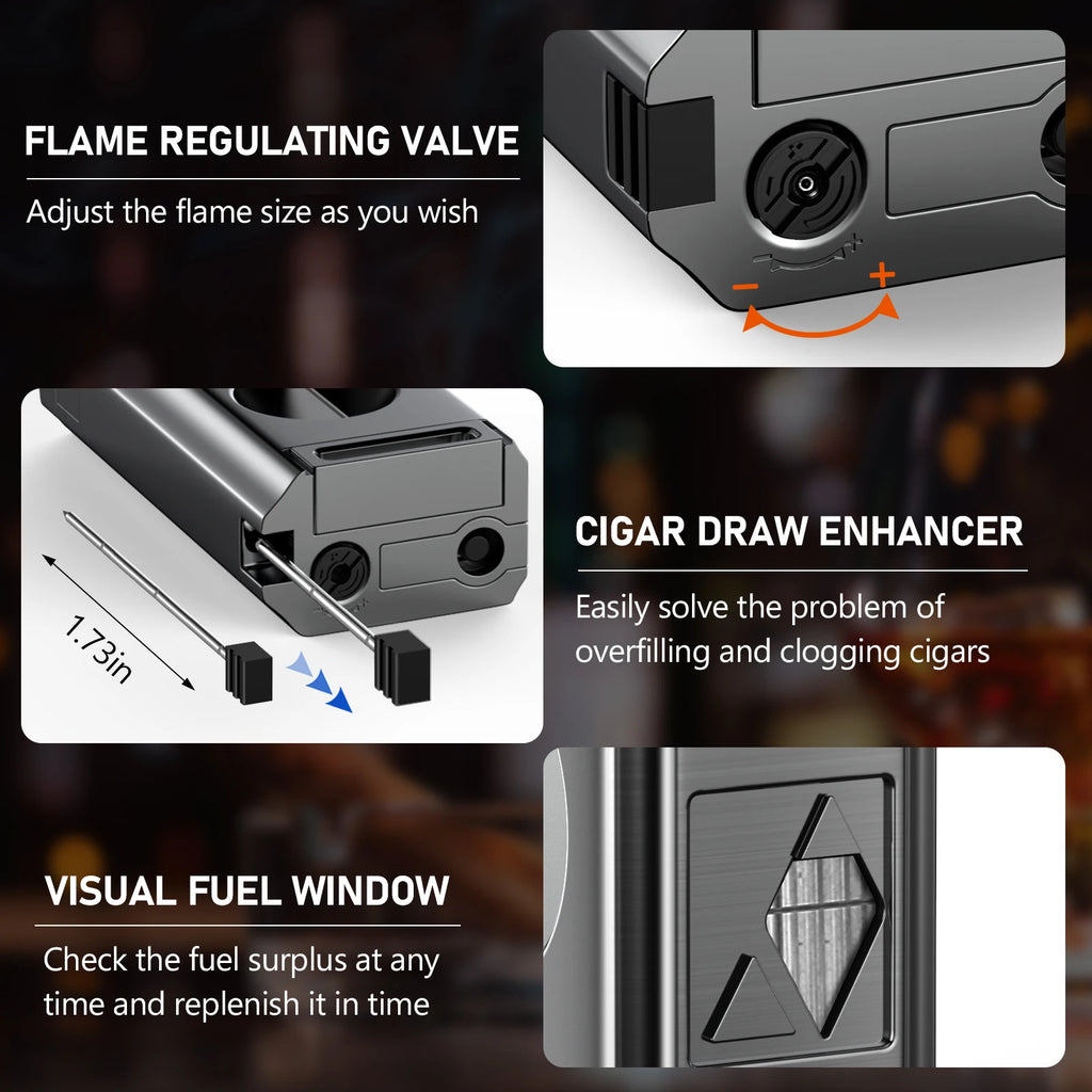 4-Jet Flame Lighter — Windproof & Refillable