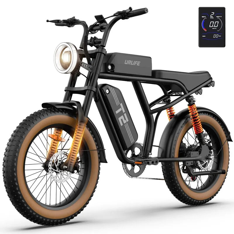 1500W Peak Electric Mountain Bike 48V 15.6Ah Removable Battery 28MPH 100 Mile Range Fat Tire E-Bike