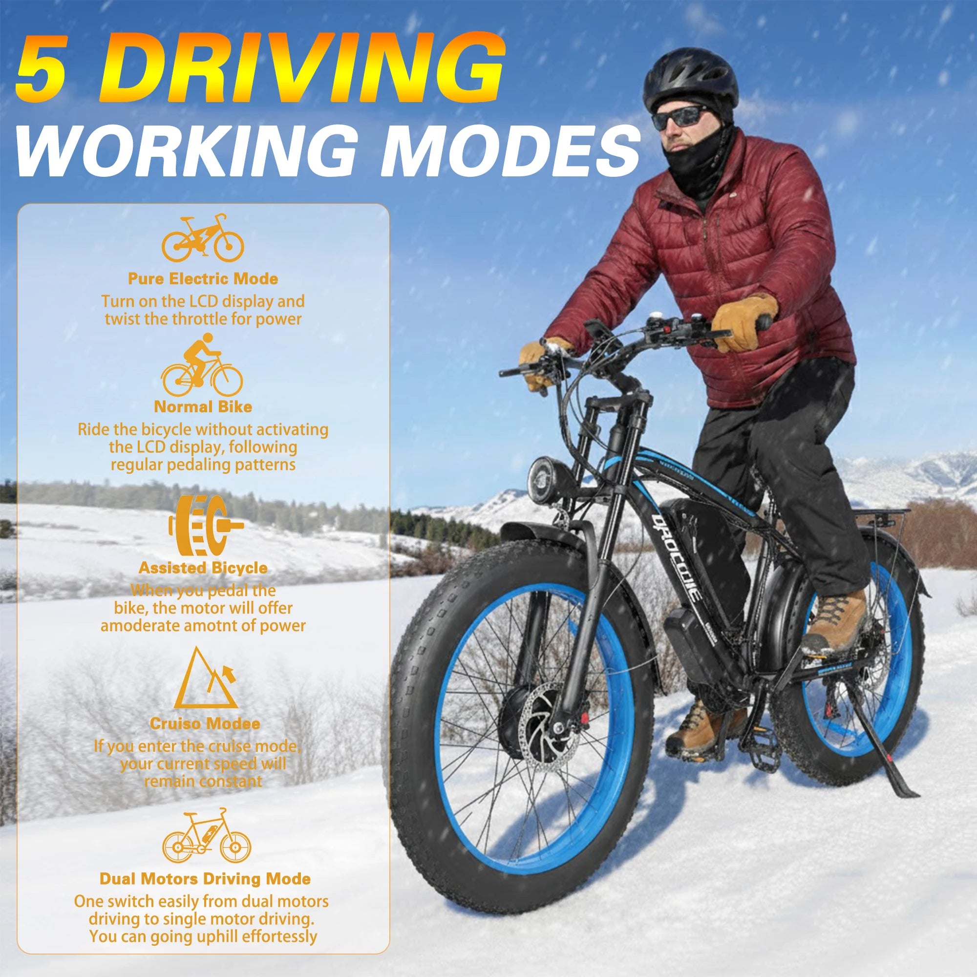 Peak 3000W/5000W Dual Motor Electric Bicycle  E-Bike for Adults