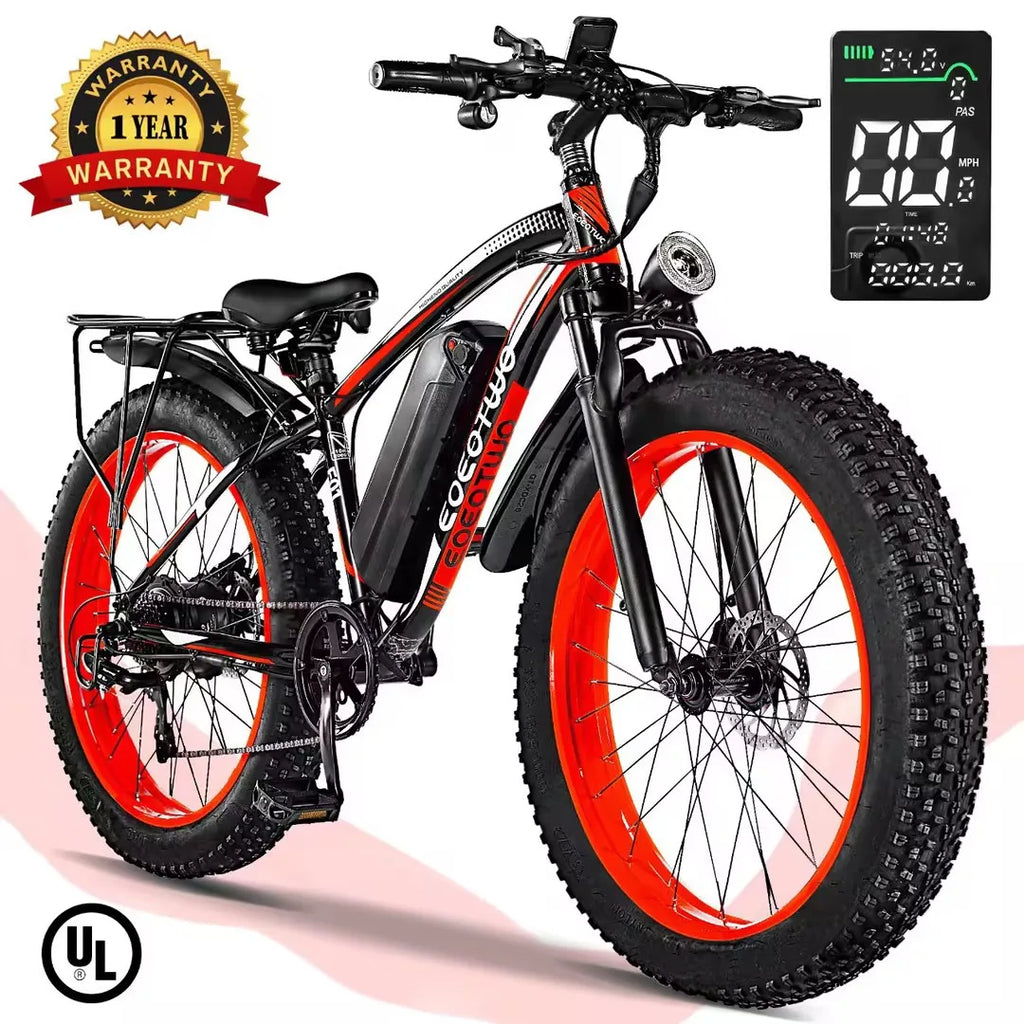 Electric Bike Adult 26" Fat Tire 1500W Peak Motor 34Mph
