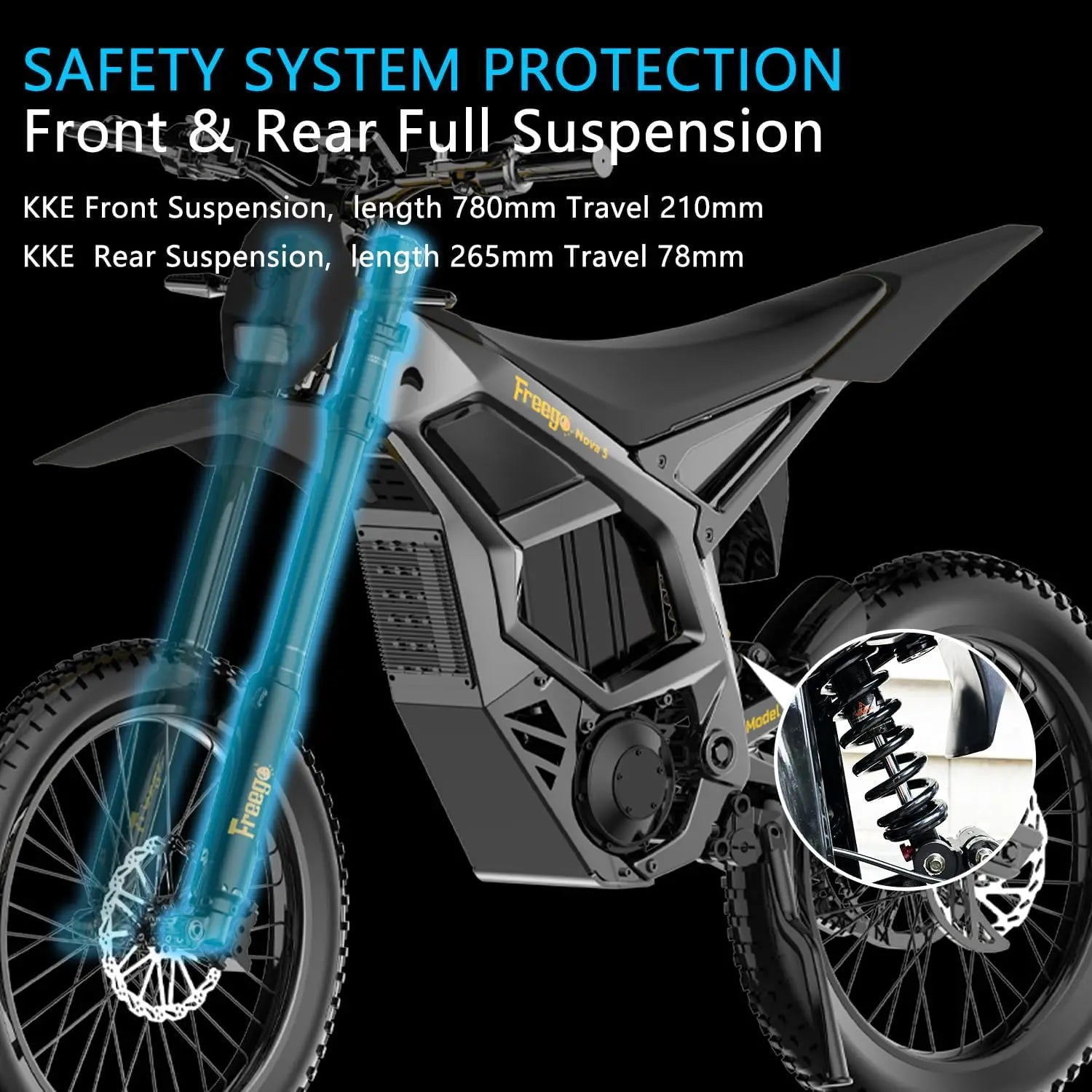 Electric Dirt Bike 72V 40Ah 8000W Peak Mid-Drive Motor 53 MPH