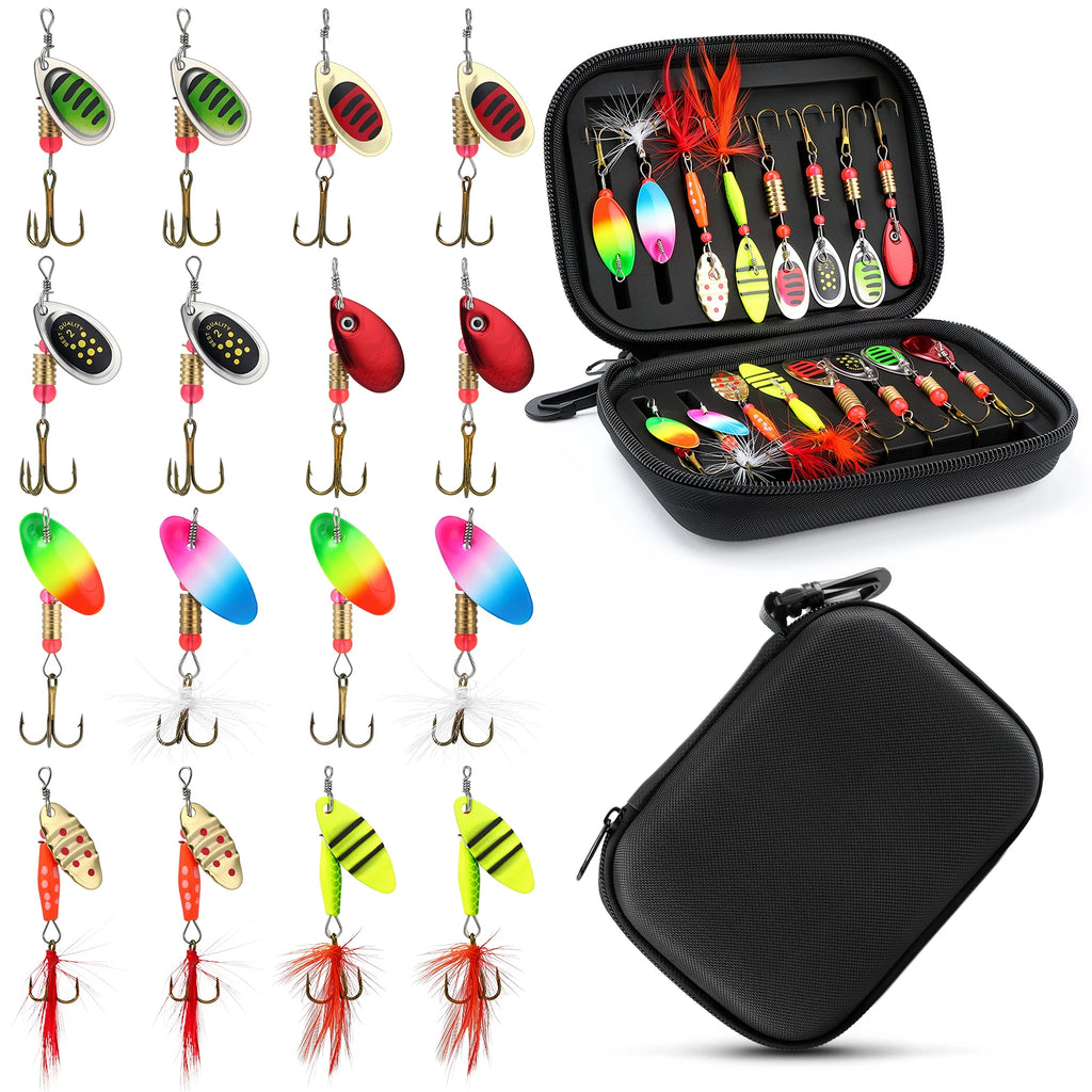 16-Piece Spinner Lure Set — with Tackle Box