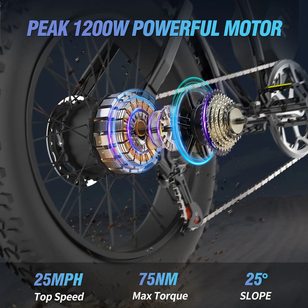 Fat Tire Electric Bike 1200W — Heavy-Duty Power