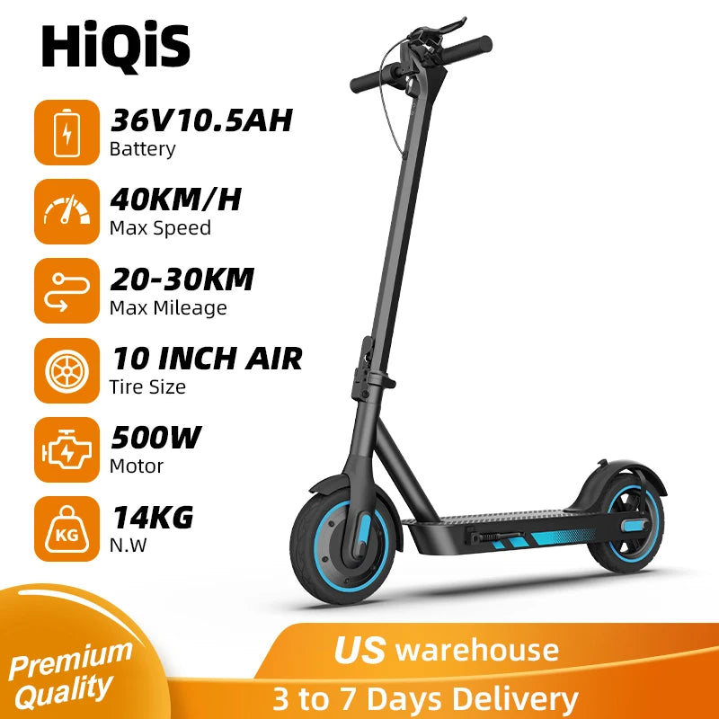E-scooter 500W Motor 36V 10.5Ah 25MPH Speed 22mile Range Foldable Escooter