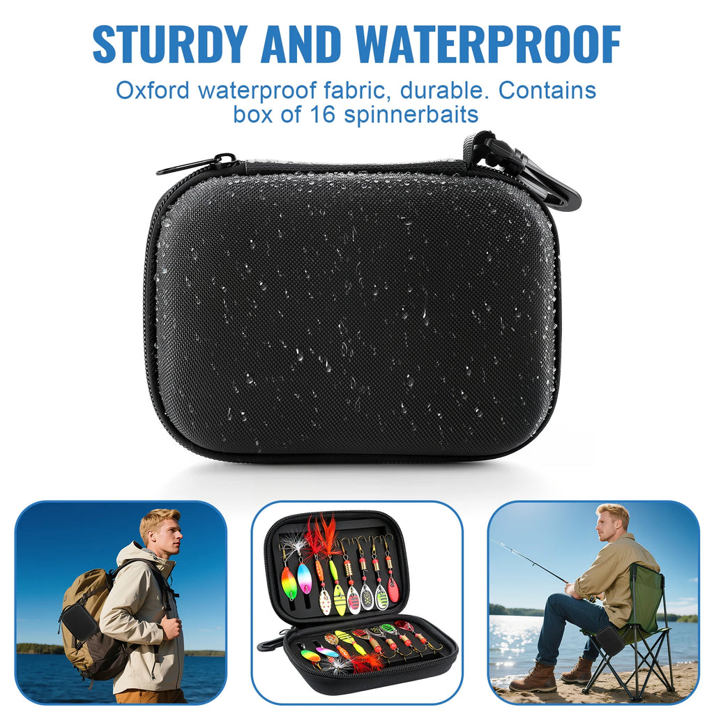 16-Piece Spinner Lure Set — with Tackle Box