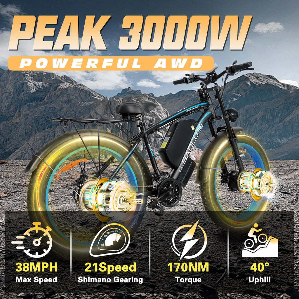 Dual Motor Electric Bike — 3000W or 5000W