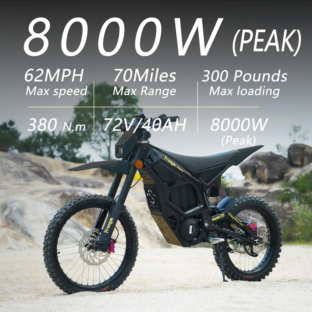 Electric Dirt Bike 8000W — 53 MPH Top Speed