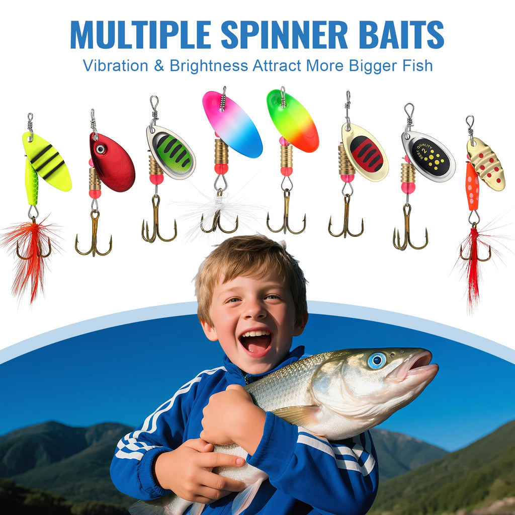 16-Piece Spinner Lure Set — with Tackle Box