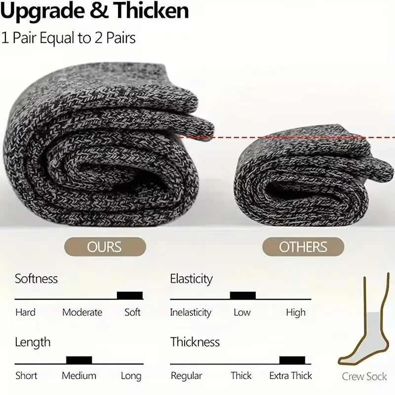 Merino Wool Hiking Socks — 3 Pairs, Winter Warm