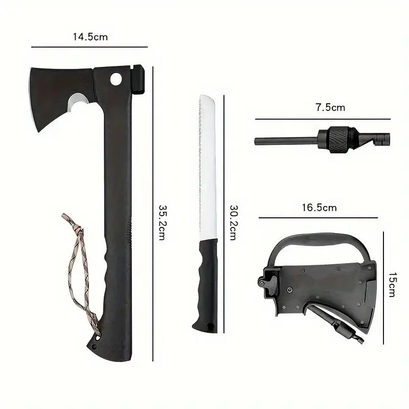 Survival Hatchet Kit — Axe, Saw, Knife & Fire Starter