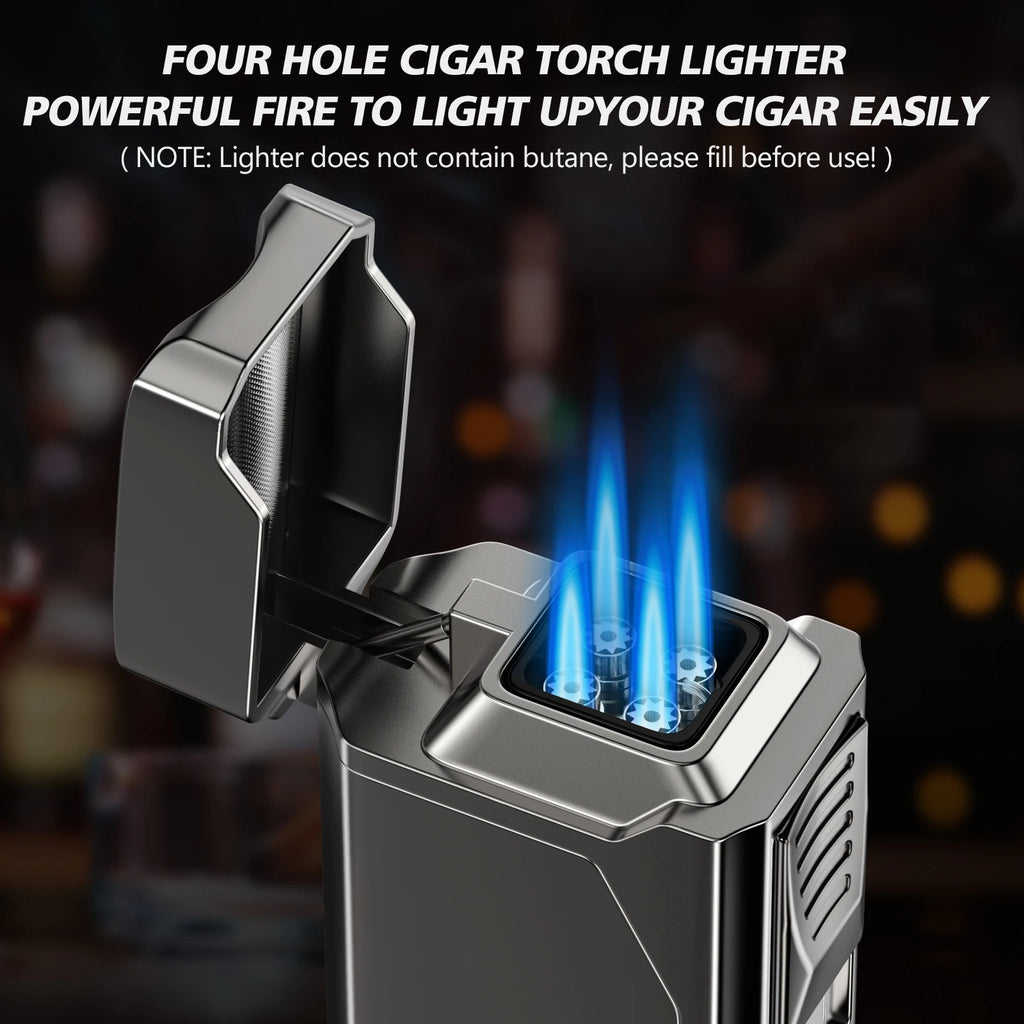 4-Jet Flame Lighter — Windproof & Refillable