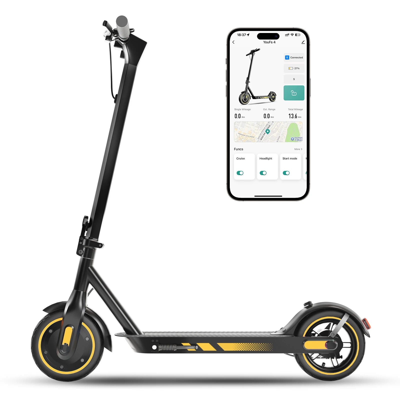 E-scooter 500W Motor 36V 10.5Ah 25MPH Speed 22mile Range Foldable Escooter