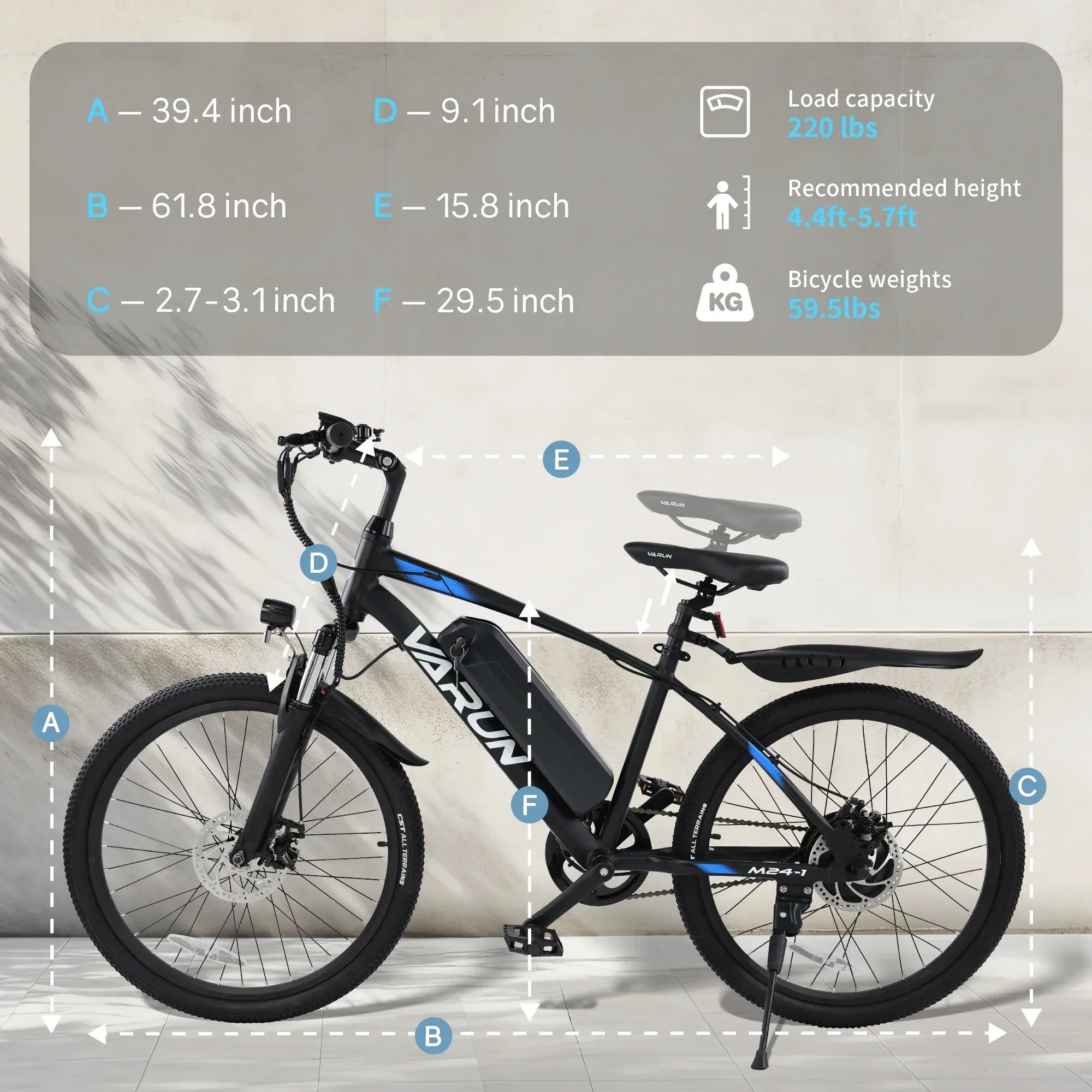 E-Bike For Adults 36V 7.8Ah Battery Mountain Electric Bike 250W Motor 24 Inch Tires