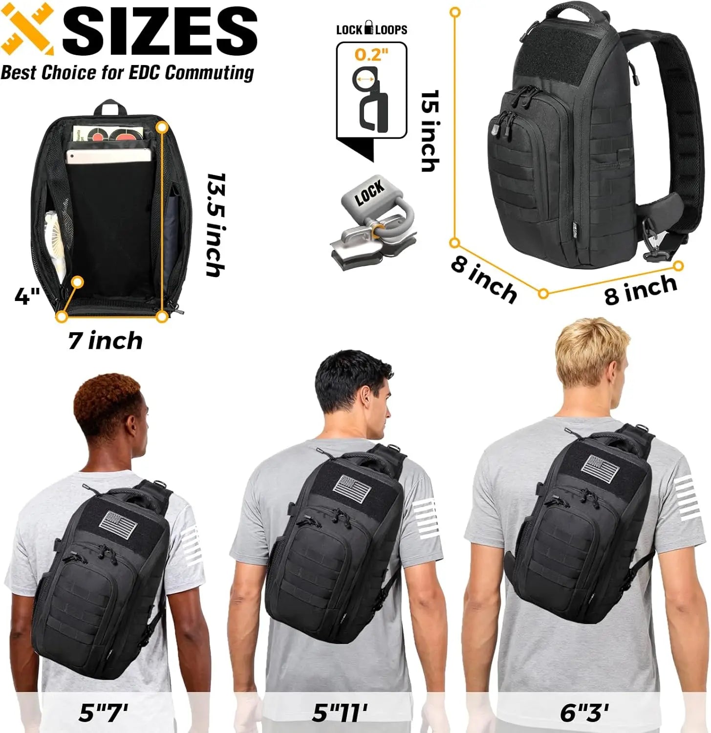 DBTAC 10L Tactical EDC Backpack | Military Shoulder Bag with Sling for Concealed Carry