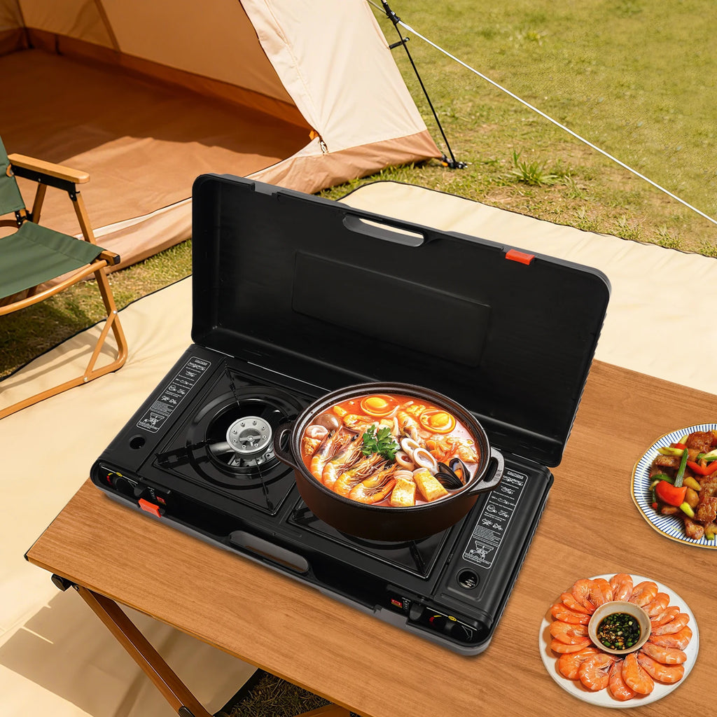 2-Burner Portable Butane Stove — Camping Cooktop
