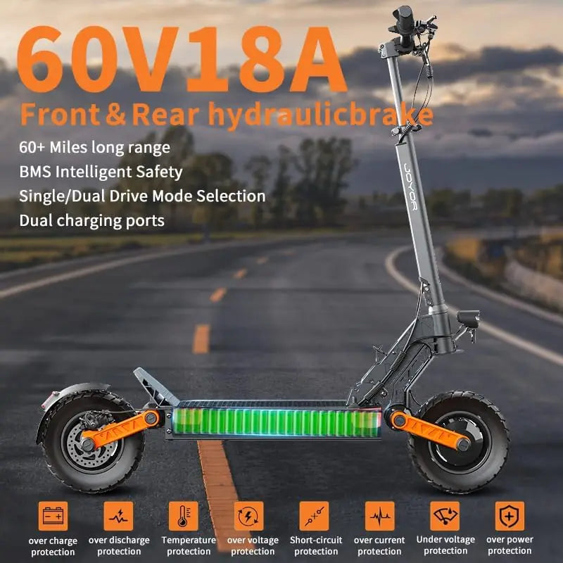 Folding Electric Scooter 1000W*2 Dual Motors 60V18AH High-capacity Battery 10*3.0 Widen Tires 75Km Max Range