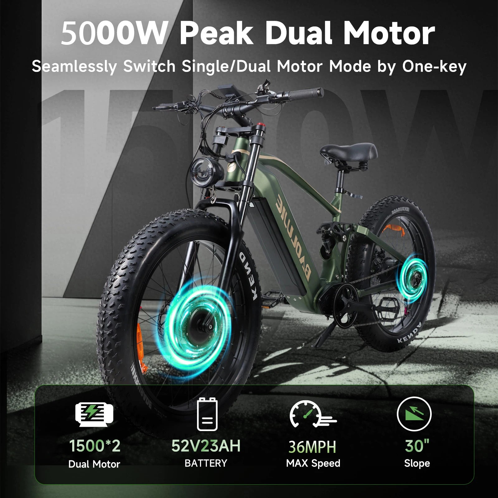 Adults Electric Bike 5000W Peak Dual Motors