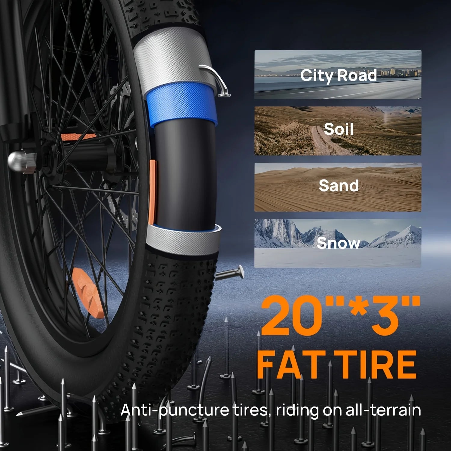 1000W Fat Tire Electric Bike 48V 13Ah Removable Battery