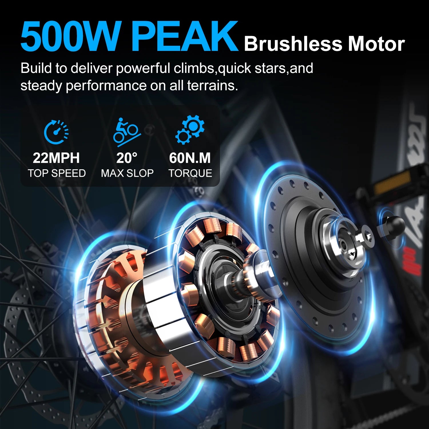 Adult Ebike Peak 500W Battery Commuter Tire Front Suspension E-bike