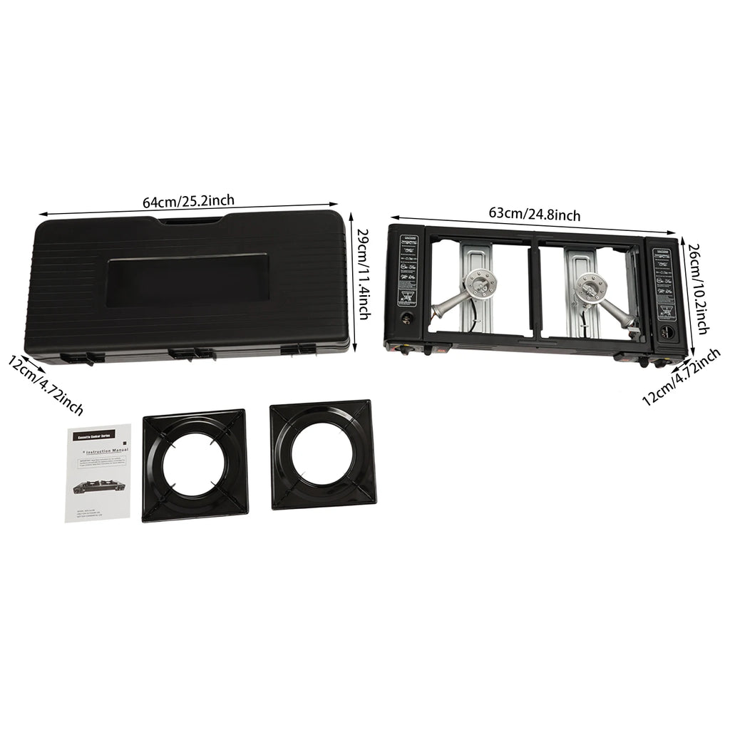 2-Burner Portable Butane Stove — Camping Cooktop