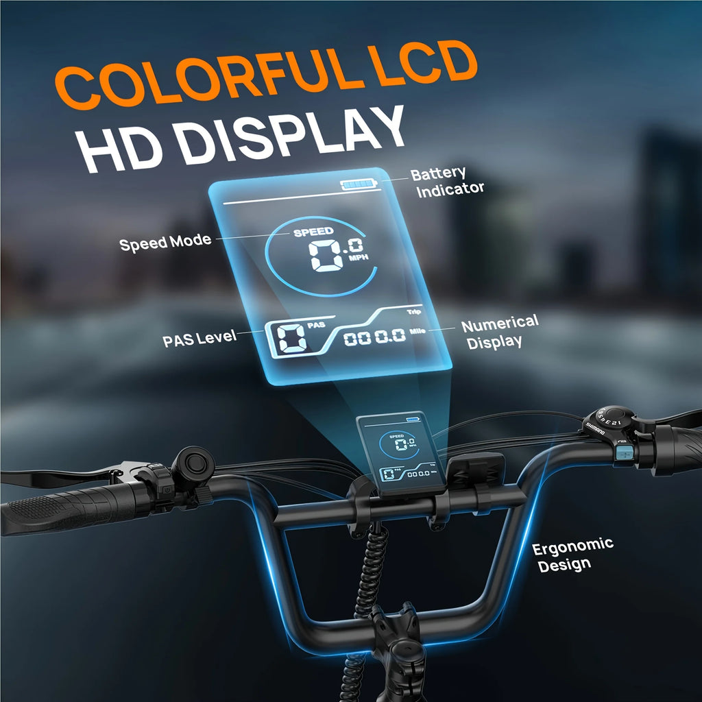 1000W Fat Tire Electric Bike 48V 13Ah Removable Battery