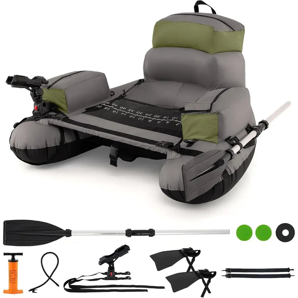 Inflatable Belly Boat — Float Tube with Oars